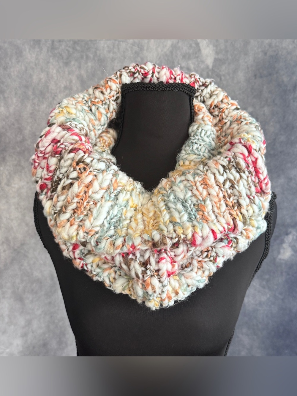 Altar'd State Cream Infinity Scarf with Pink, Yellow & Blue Speckles
